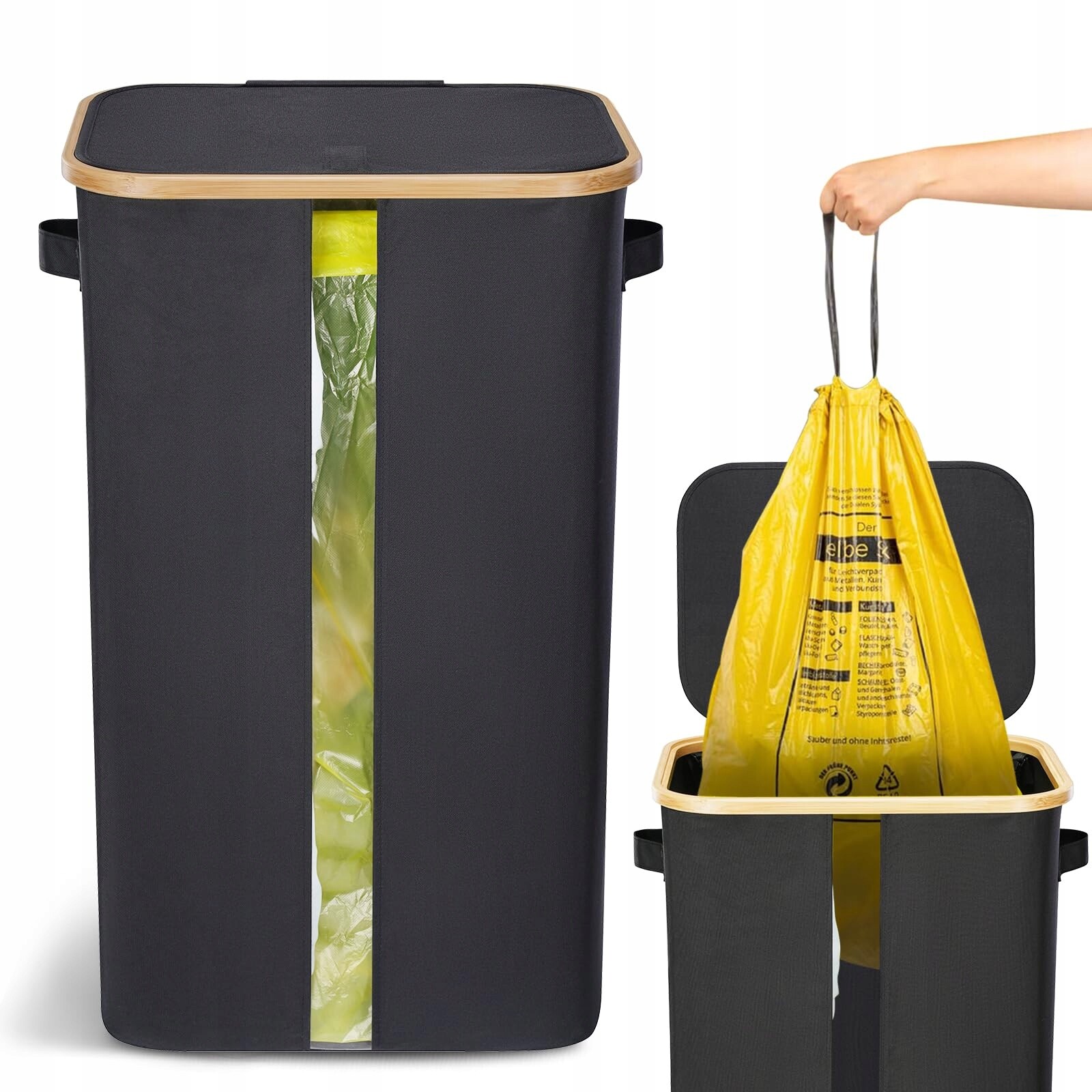 Biigdan Žlutý stojan na sáčky 100 l, sběratelská nádoba, žlutý stojan