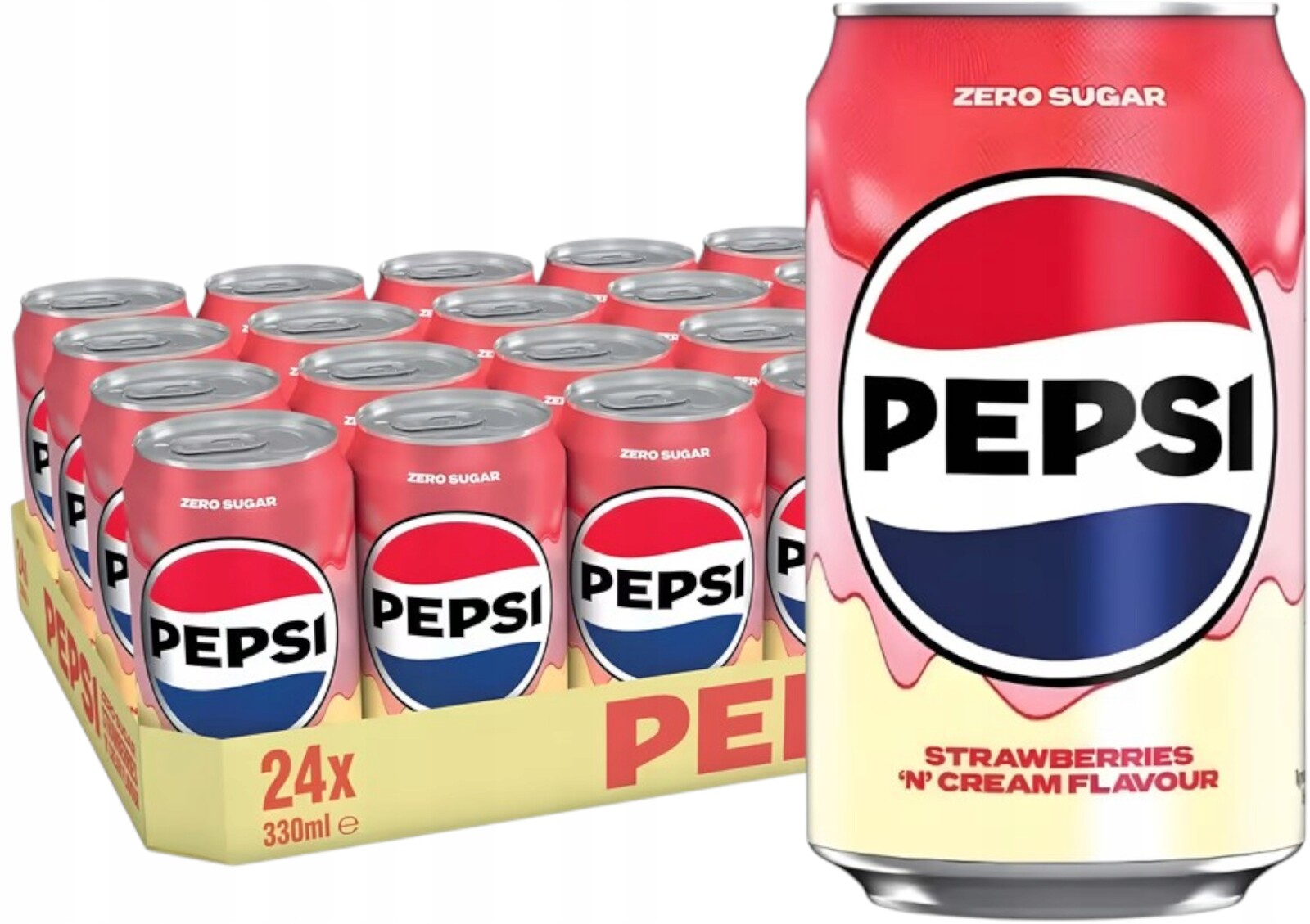 Pepsi Zero Sugar Strawberries Cream Flavour 24×330ml