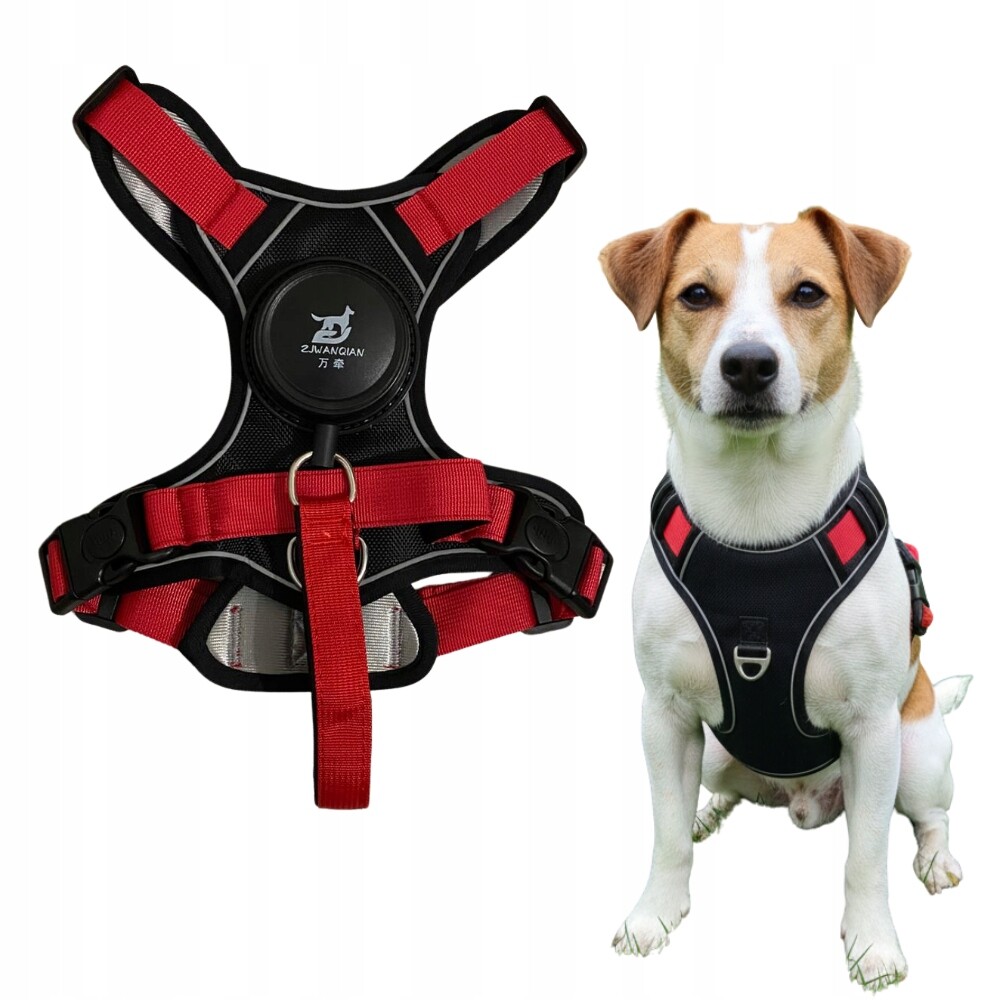 postroj pro psa s vestavěným vodítkem Guard automatický 1,5M červený M