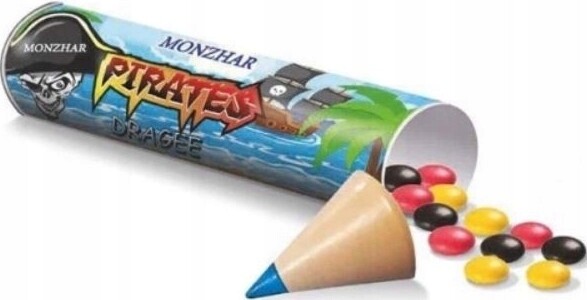 Dražé Bonbóny v balení ve tvaru Pastelky Piráti 22g 24 kusů