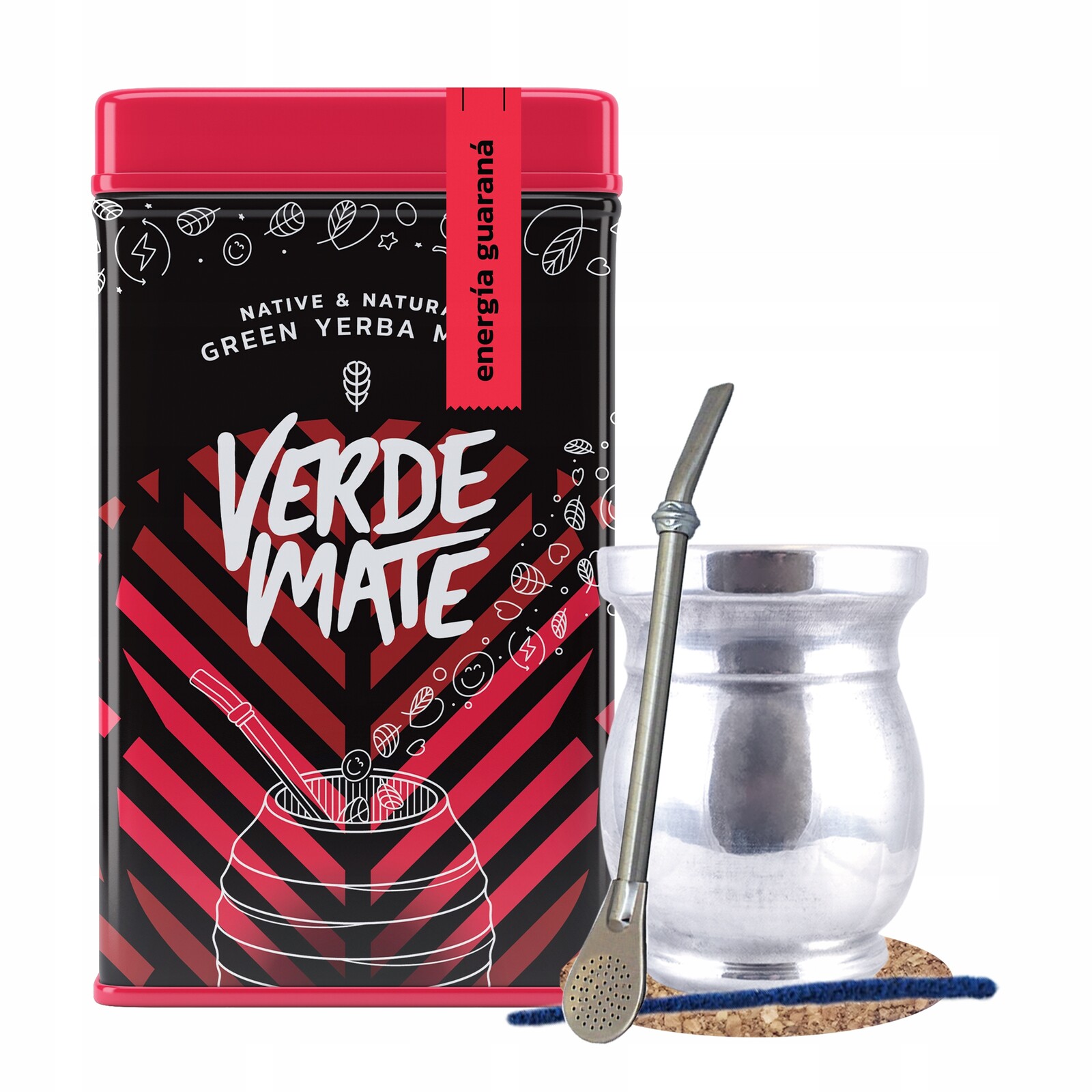 Sada Yerbera Yerba Mate Green Energia 500 g Palo Santo Bombilla Inox