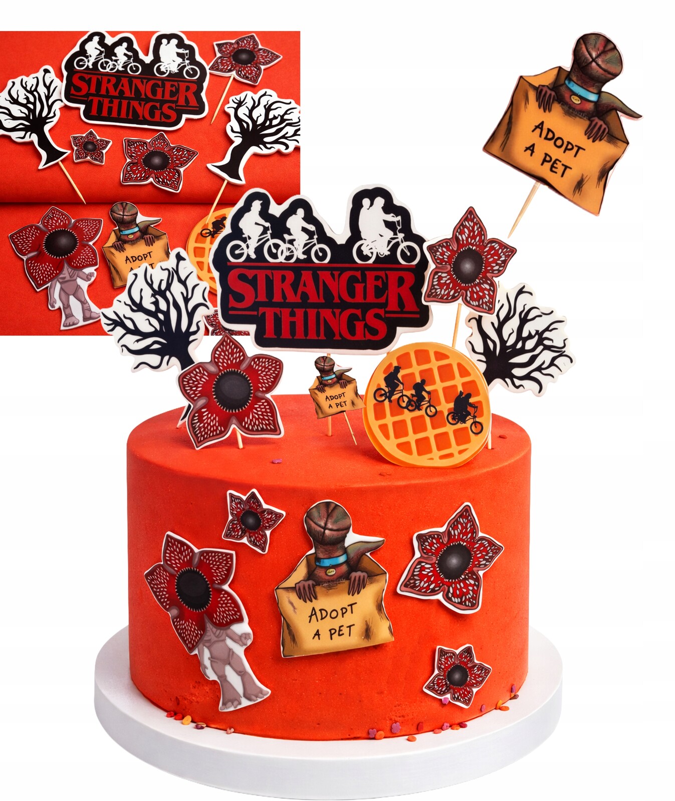 2D Figurky Velká sada na dort Stranger Things Zápich dekorace oplatek