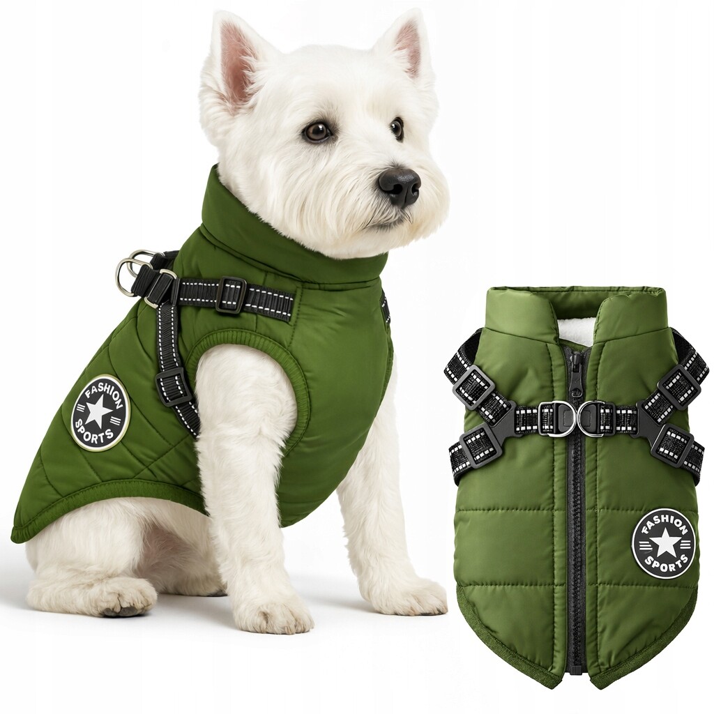 Teplá Bunda S Postrojem Pro Psa Podzim Zima Oblečení Vesta XL Reflexní