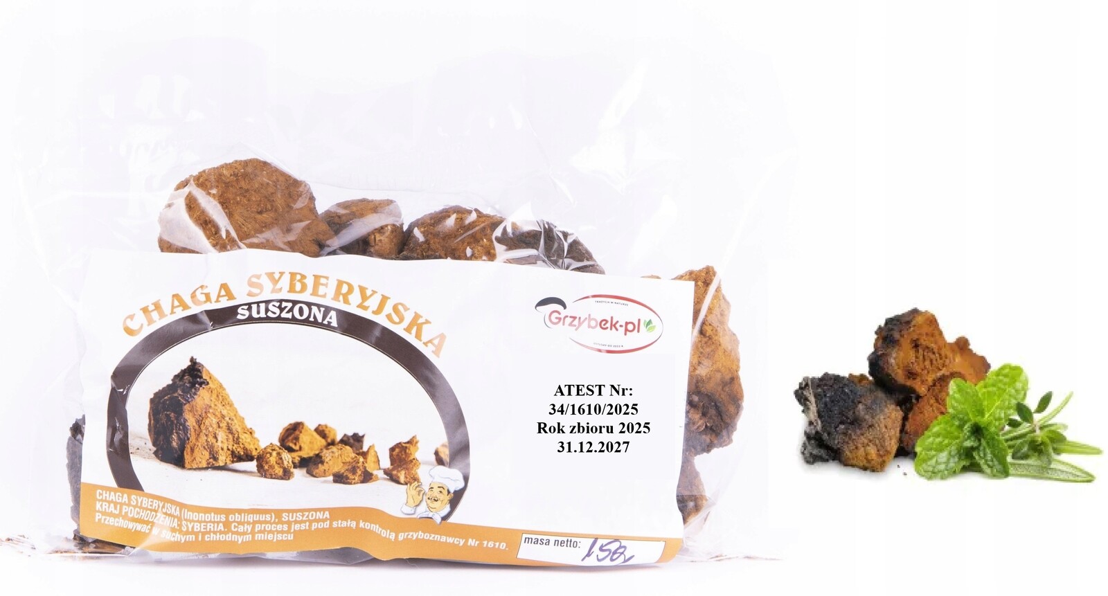 Chaga Sibiřská (rezavec šikmý) 150 g sušené houby