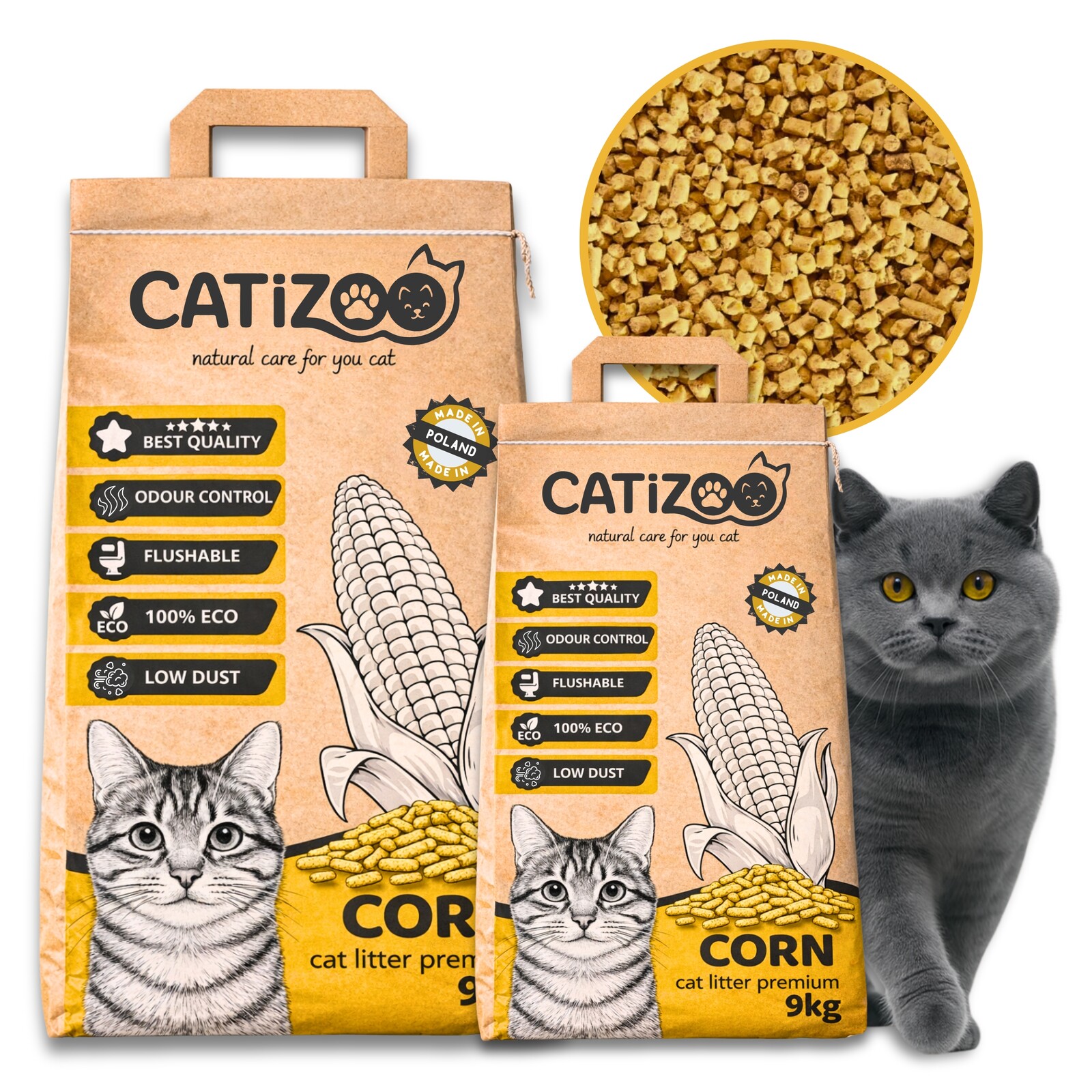 Stelivo písek pro kočky Catizoo Classic Přírodní hrudkující 30L 18kg