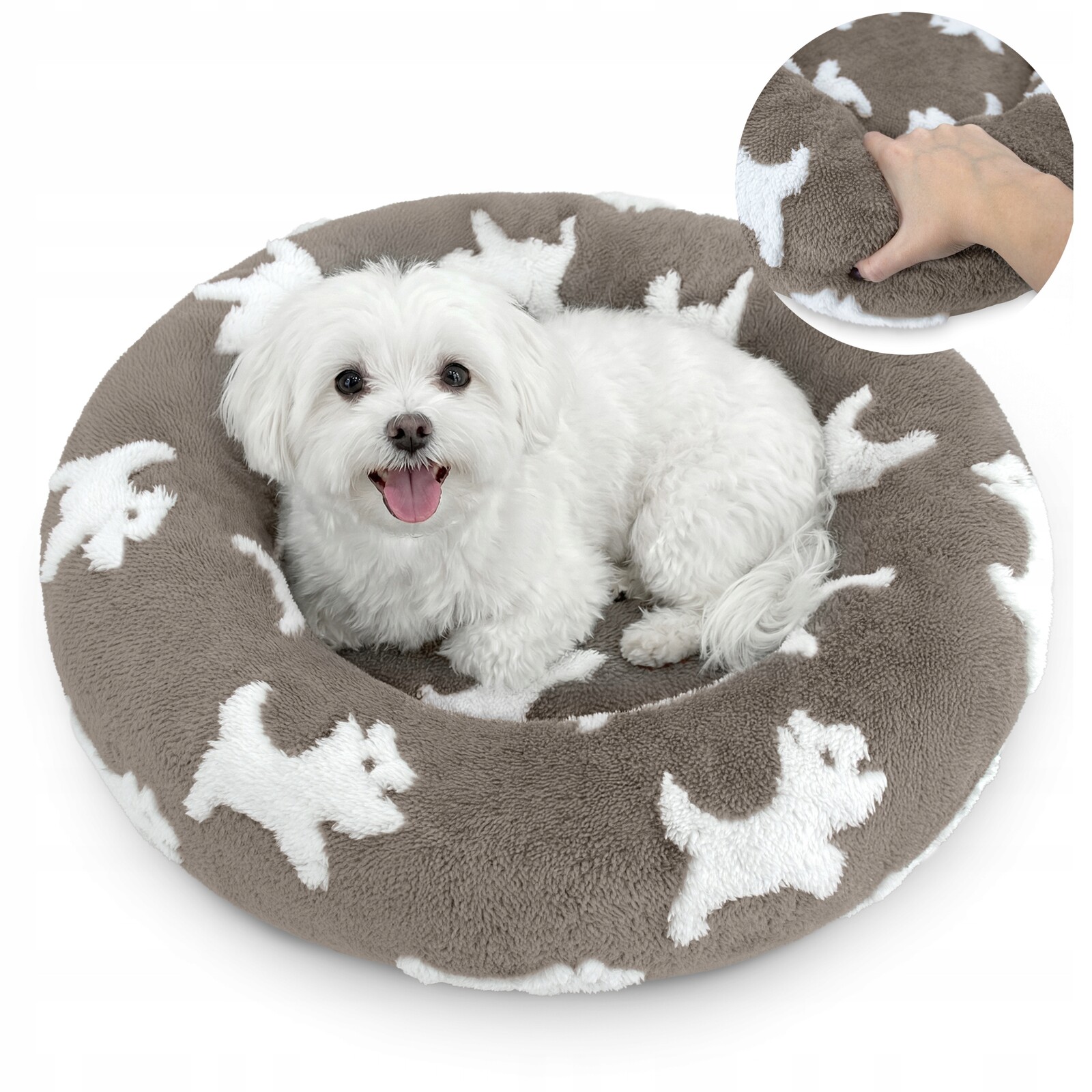 Pelíšek Pro Kočky Kulaté 55 CM Měkké, Obepínající Kožíšek Pejsci