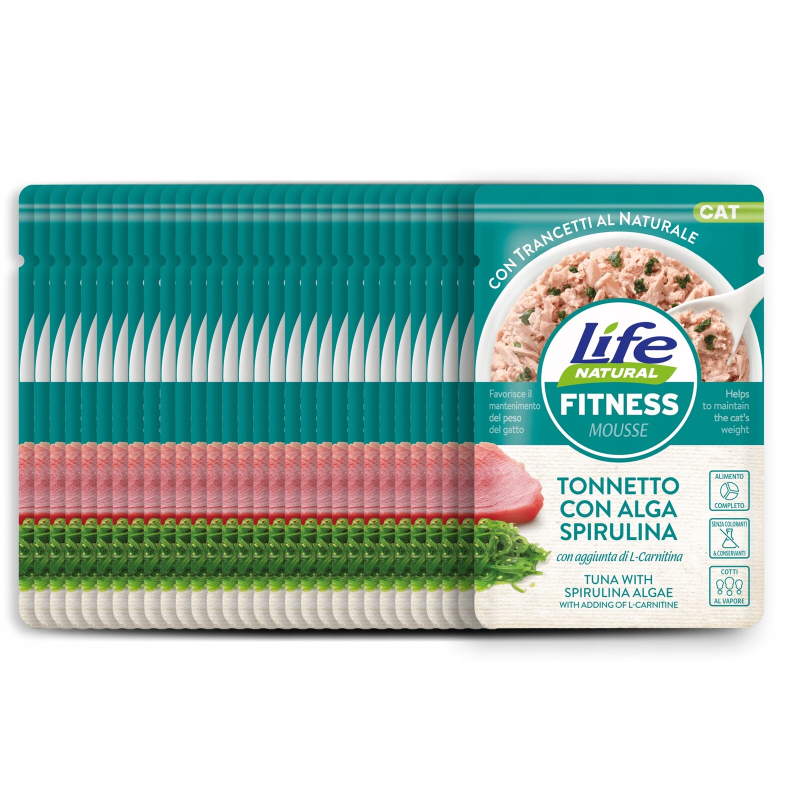 Life Cat Fitness Pěna kapsička Set 30x70 g tuňák spirulina řasa