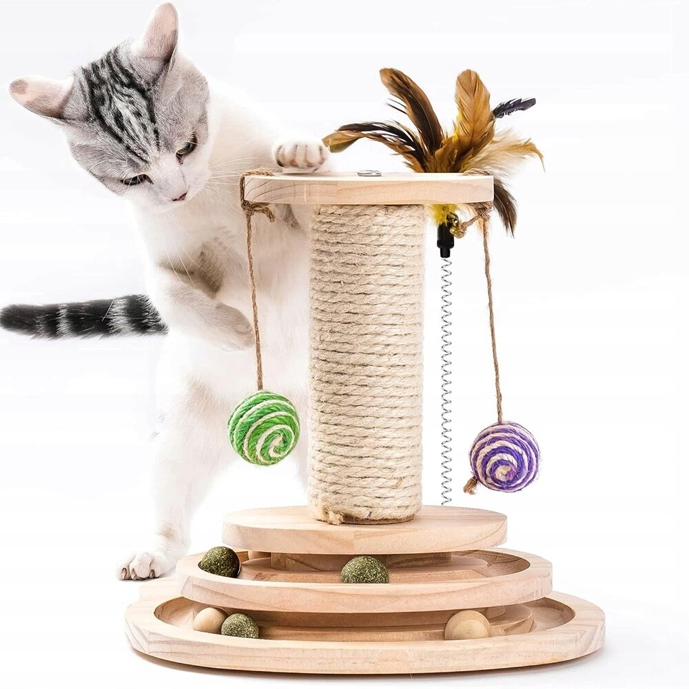 Škrabadlo Pro Kočky Hračka Věž Snadná Montáž 2 Vrstev Dráhy Pro Škrábání Kočky