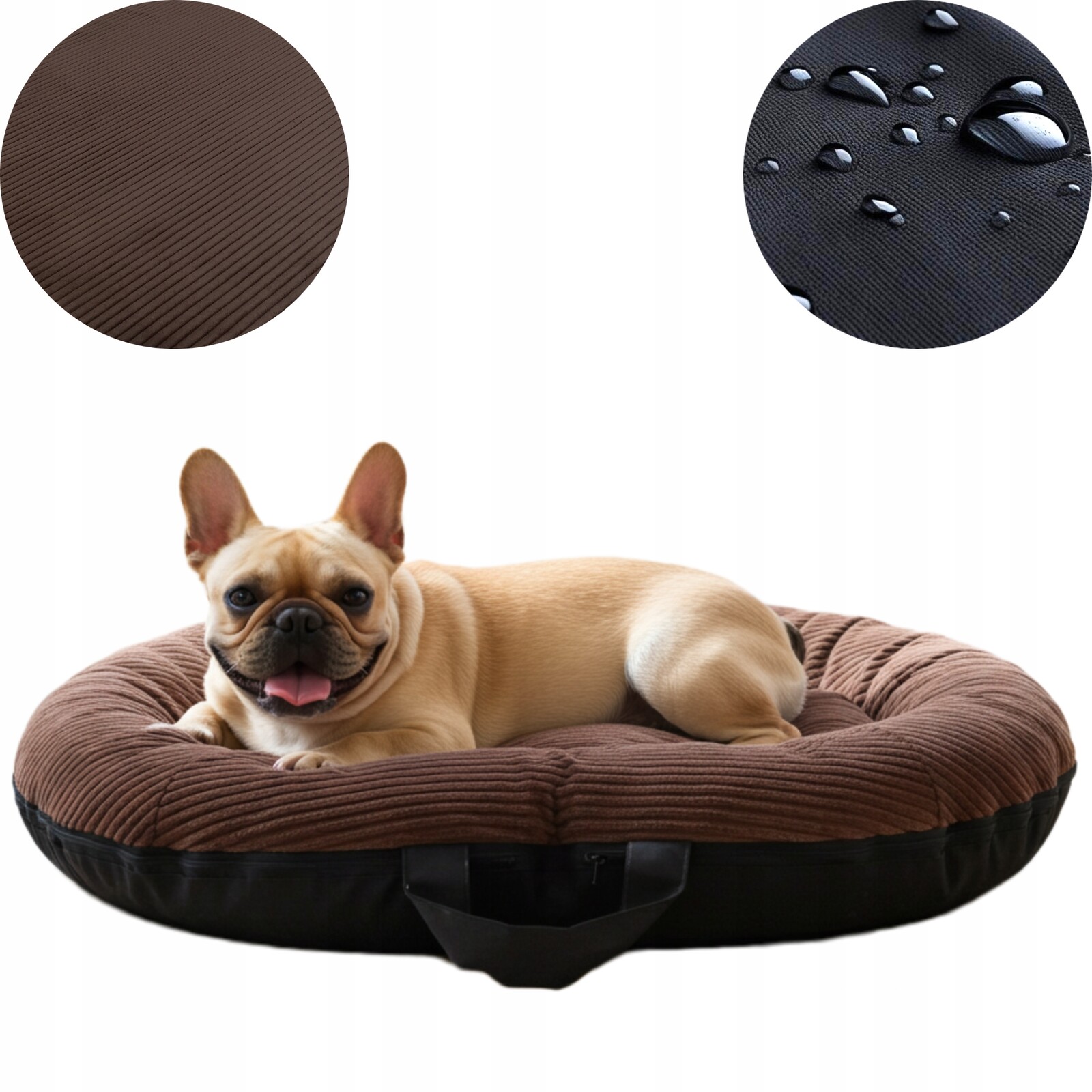 Pelíšek pro malého psa a kočku, měkké, rozepínací ponton, hnědá barva, M 90/60