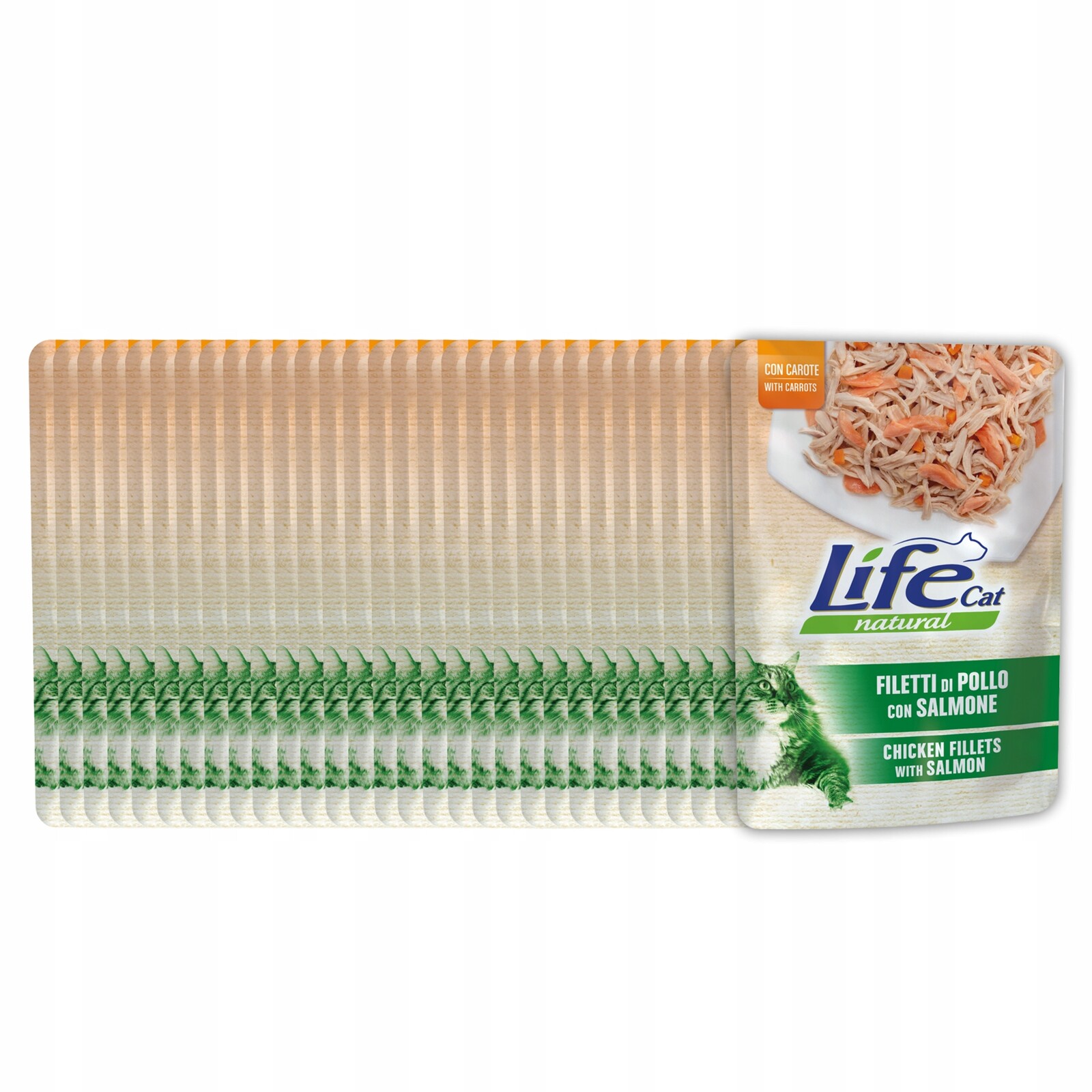 Life Cat Natural pro kočky kapsička 30x70 g Kuře Losos Mrkev