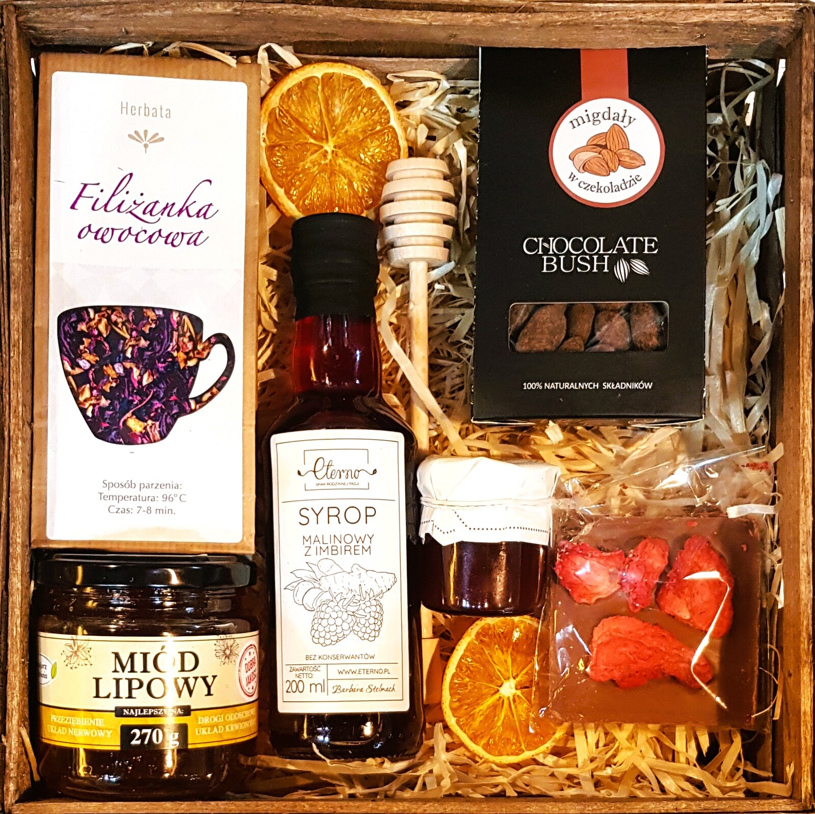 Koš Dárkový Box Dárek Med Čaj Čokoláda