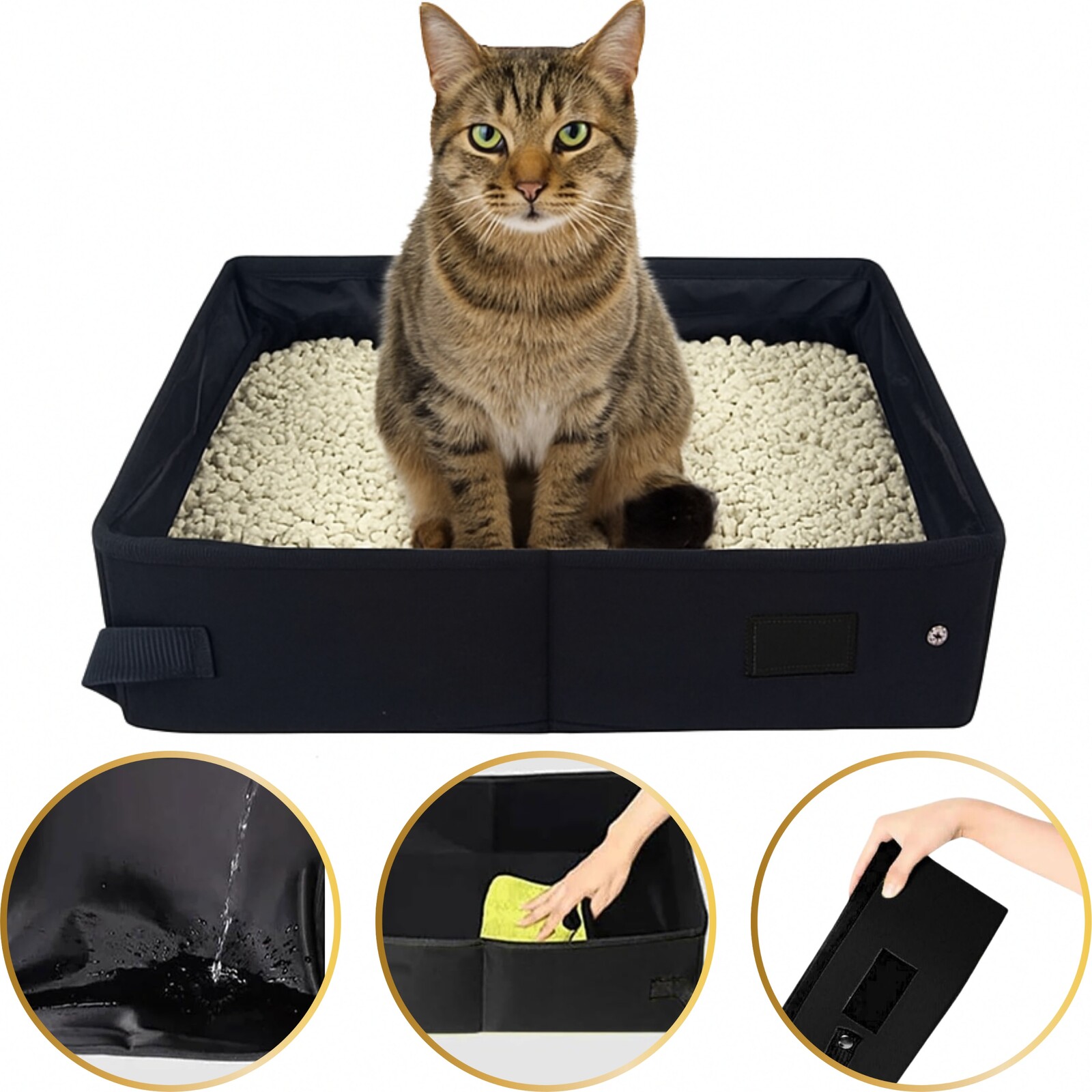 Přenosná Toaleta Pro Kočky Cestovní Skládací Vodotěsná Do Auta 40x30