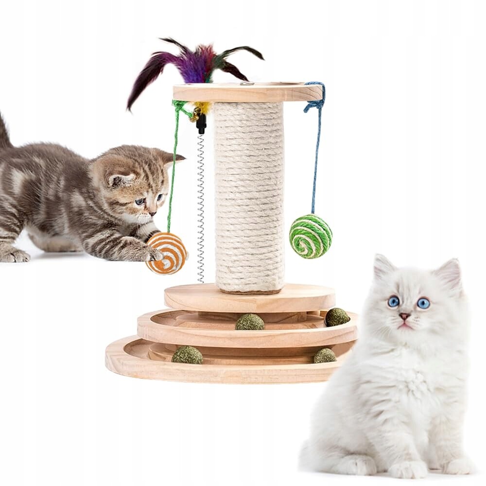 Drapak Pro Kočky Interaktivní Tříúrovňový Otočný Talíř