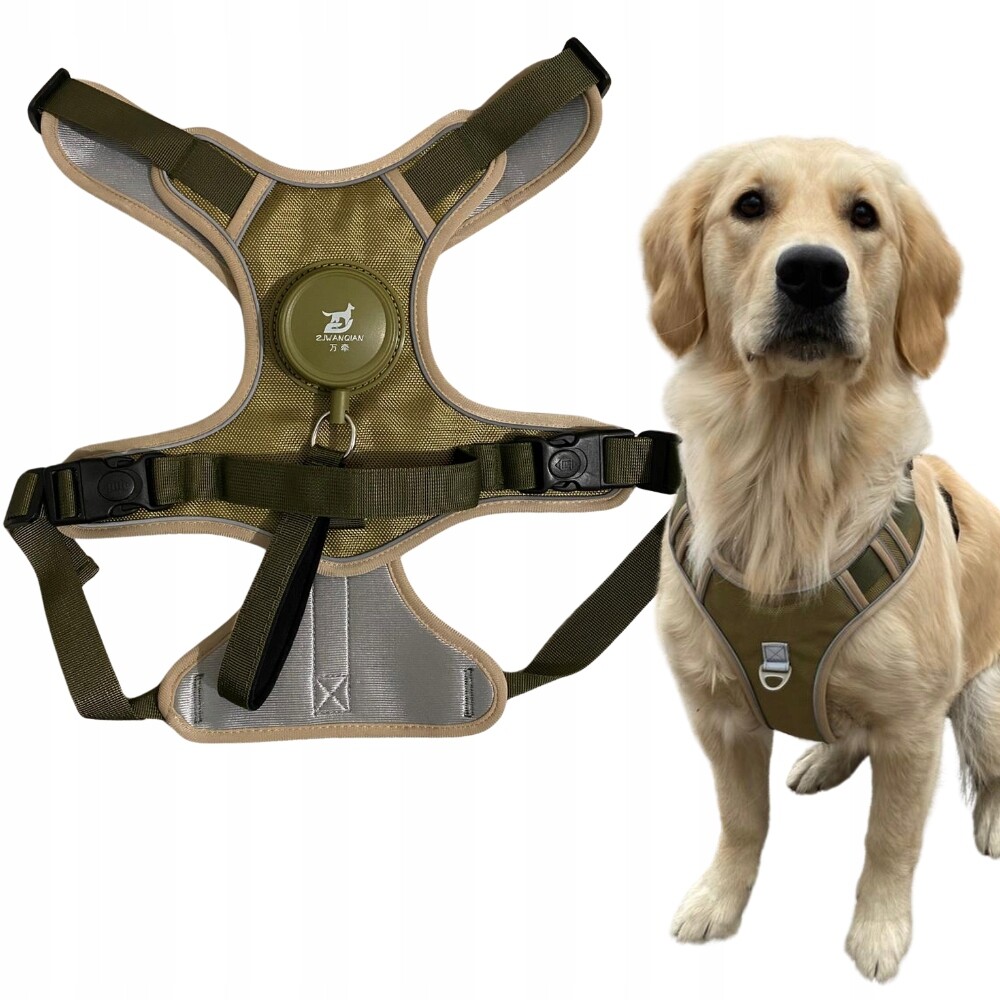 postroj pro psa s vestavěným vodítkem Guard, automatický 1,5M Khaki XL