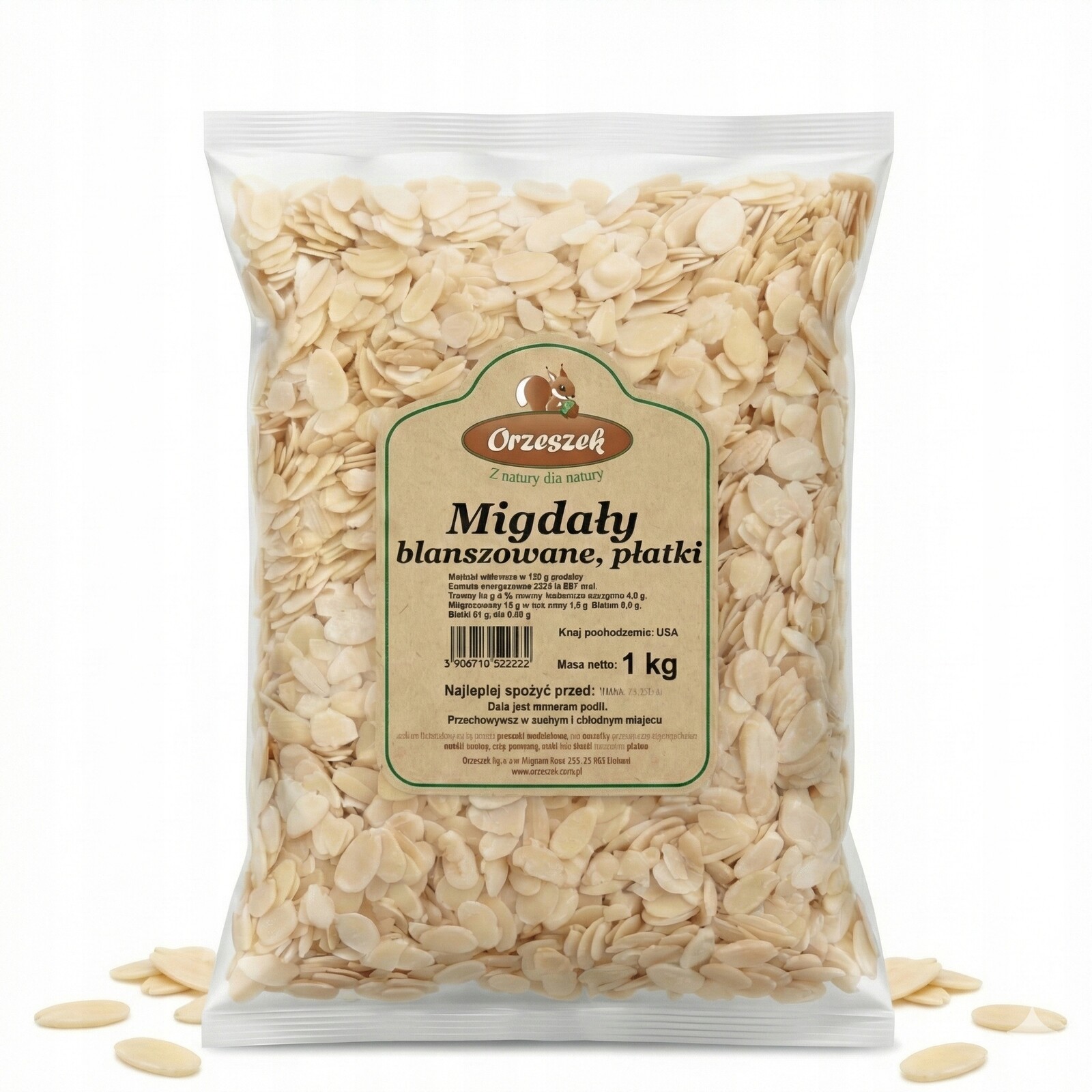 Kalifornské blanšírované mandle madlové plátky Oříšek 1 kg 1000 g