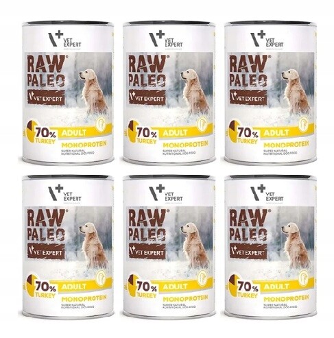 Vet Expert Raw Paleo Mono Adult turkey vlhké krmivo pro psy krůta 6x400 g