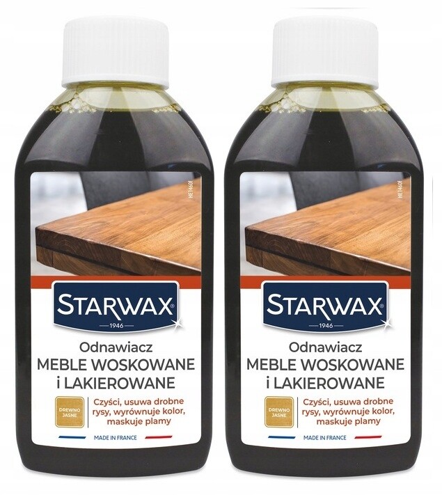 2xSTARWAX Obnovovač Nábytku Voskované A Lakované Světlé Dřevo 250 ML