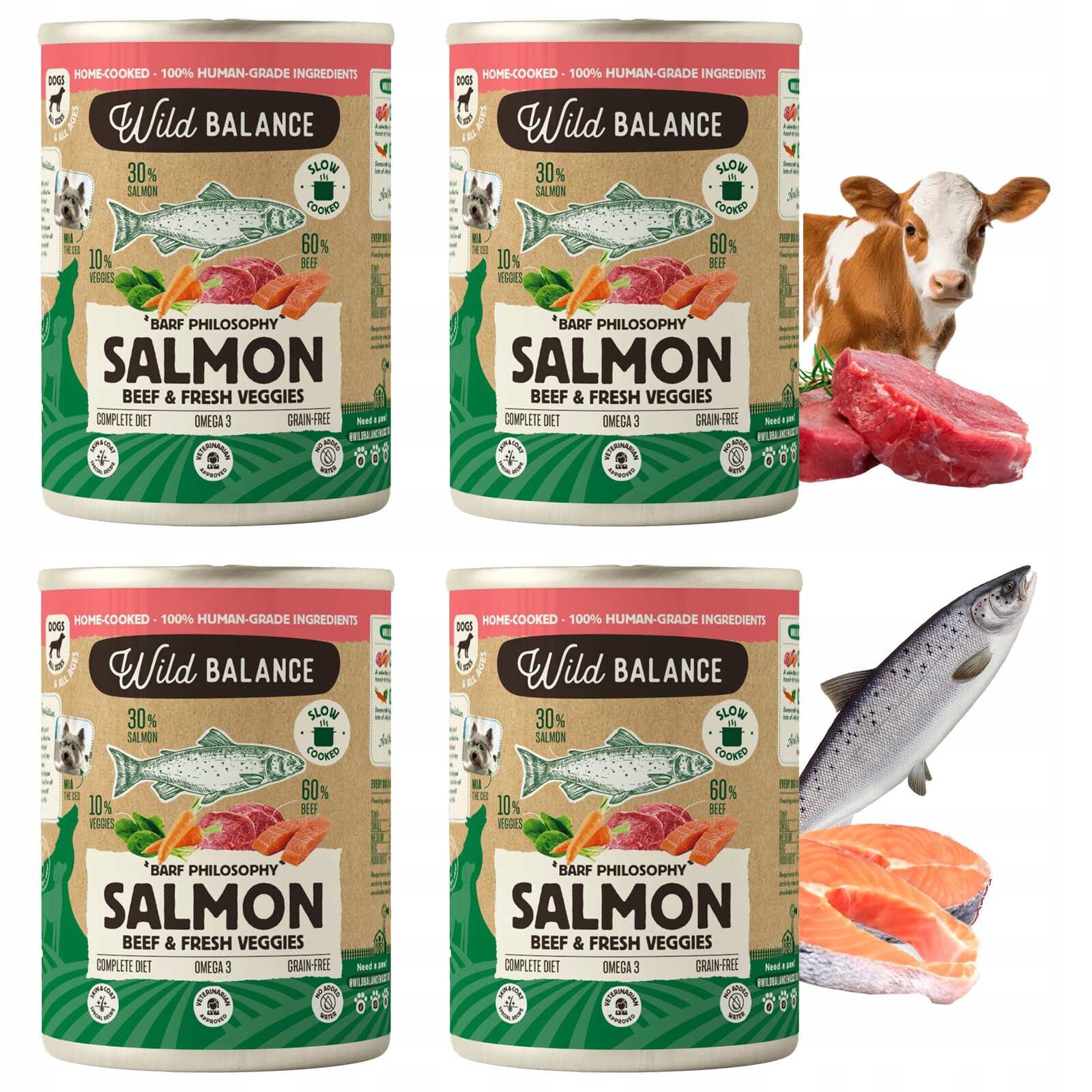 Wild Balance Salmon Beef s hovězím lososem a zeleninou Sada 4 x 400 g