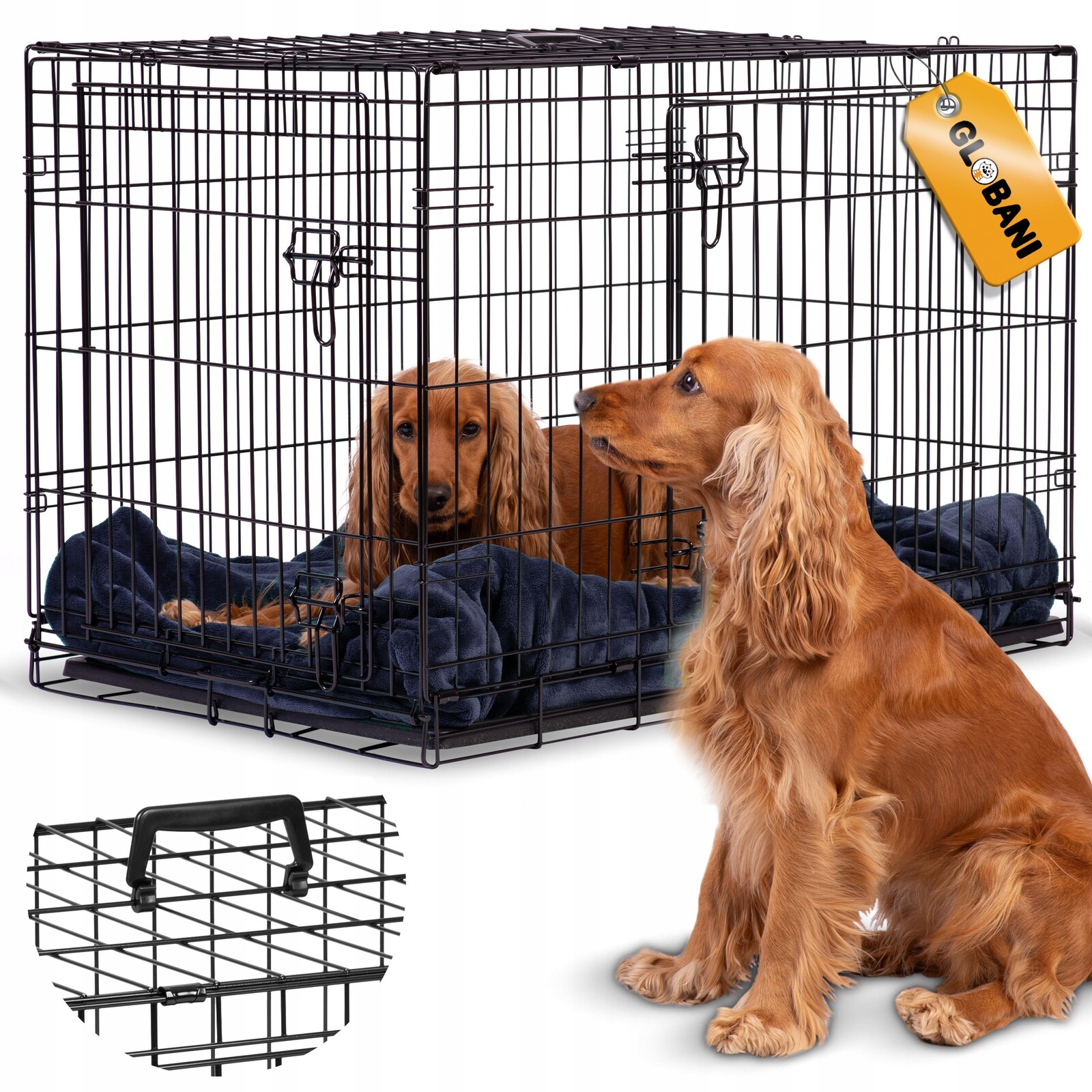 Velká Kennelová Klec Kovová Kotec Přepravka pro Psy 90x60x67 cm L