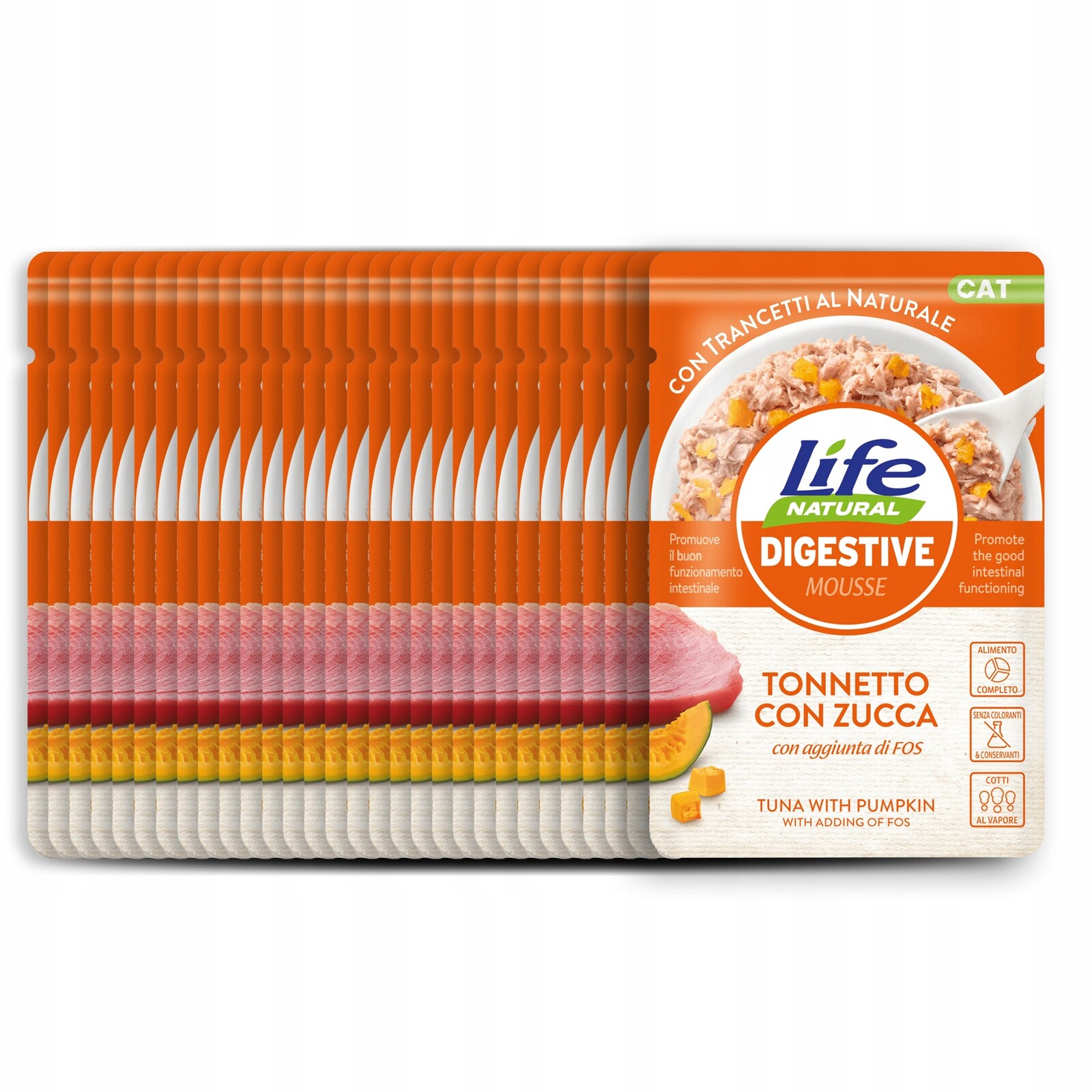 Life Cat Digestive Pěna kapsička Set 30x70g Tuňák Dýně