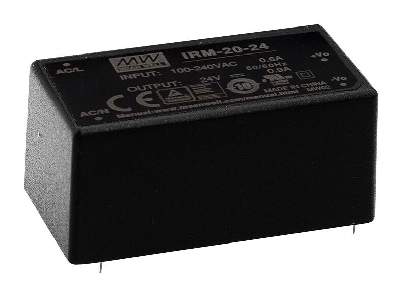 Mean Well Irm-20-24 Power Supply, Ac-Dc, 24V, 0.9A