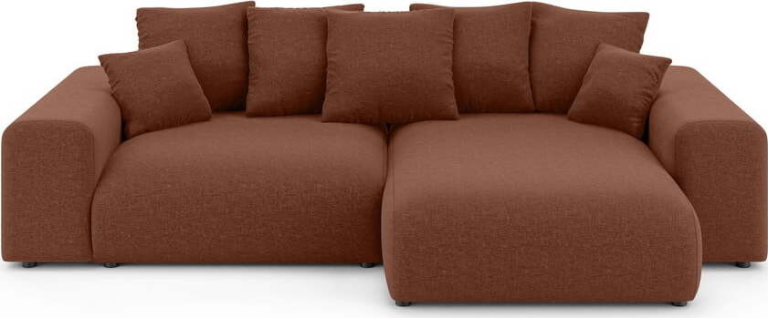 Rozkládací/s úložným prostorem rohová pohovka cihlová Luma - II. jakost – Ropez