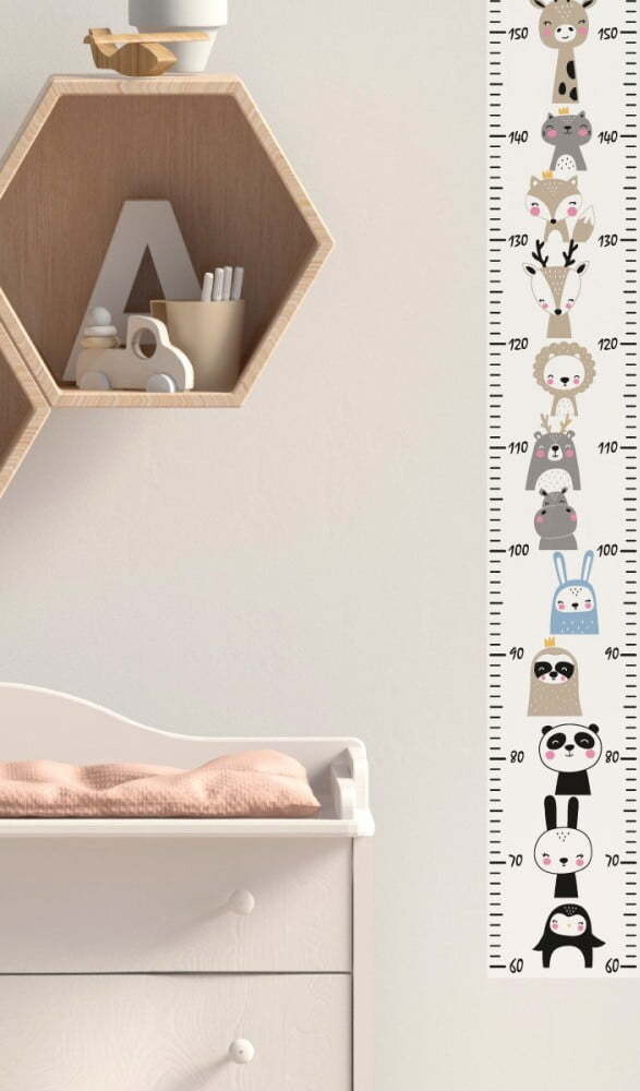 Nástěnný samolepicí dětský metr Ambiance Scandinavian Animals