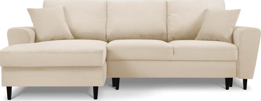 Béžová manšestr rozkládací/s úložným prostorem rohová pohovka (levý roh/s lenoškou) Moghan - II. jakost – Micadoni