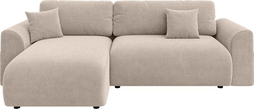 Béžová žinylka rozkládací/s úložným prostorem rohová pohovka Lorine - II. jakost – Ropez