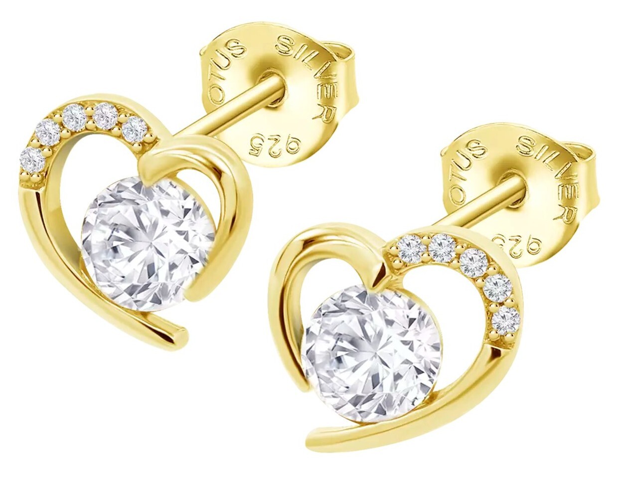 Lotus Silver Třpytivé pozlacené náušnice Srdce Moments LP3106-4/4