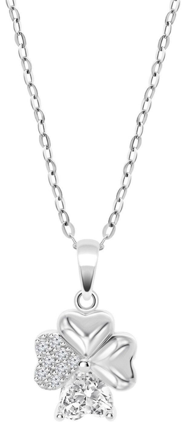 Lotus Silver Stříbrný náhrdelník se zirkony Čtyřlístek Mystic LP3851-1/1