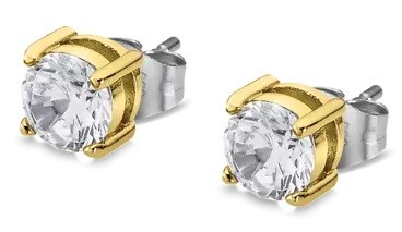 Lotus Style Moderní pozlacené náušnice se zirkony LS2167-4/3