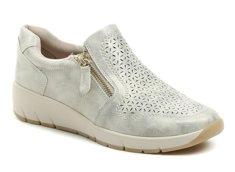 Jana 8-24765-49 zlato béžové dámské polobotky šíře H