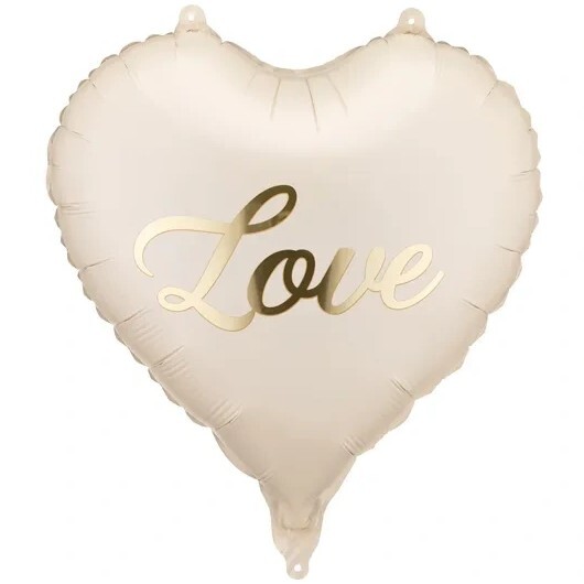 Balónek fóliový Srdce Love krémové 45 cm