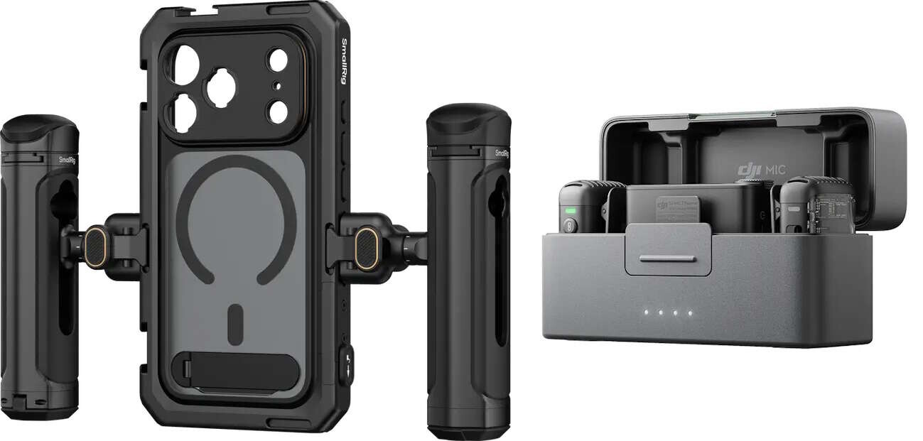 SmallRig Mobile Dual Handheld Kit for iPhone 17 Pro Max 5541 + DJI Mic 2 (2TX + 1RX)