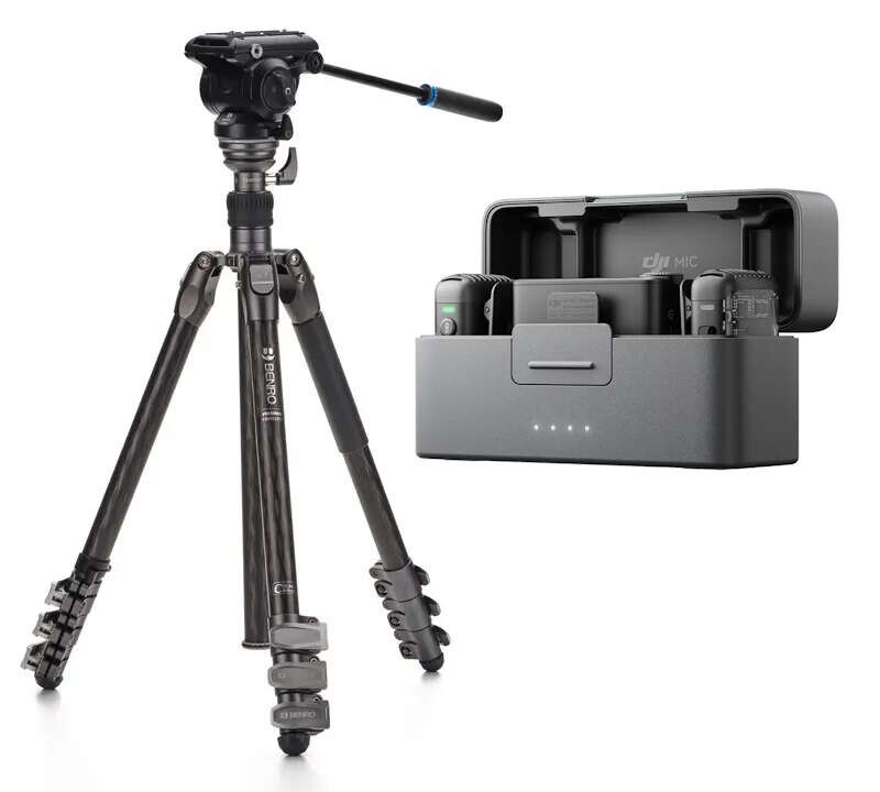 Benro Rhino 24C Video stativ + S4PRO + DJI Mic 2 (2TX + 1RX)
