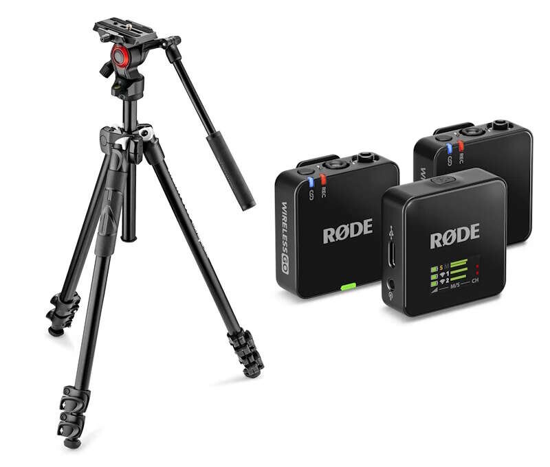 Manfrotto videostativ s hlavou BeFree MK290LTA3-V + RODE bezdrátový set Wireless GO Gen 3 Black