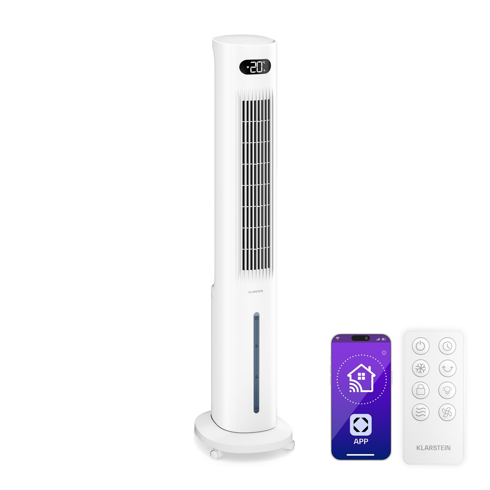 Klarstein Polar chytrý ochlazovač vzduchu s vodním chlazením | Praktický design, chytré ovládání a použití