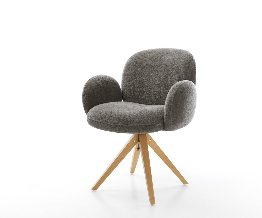 Jídelní židle Nube-Flex s područkami bouclé měkký tmavě béžová dřevěná