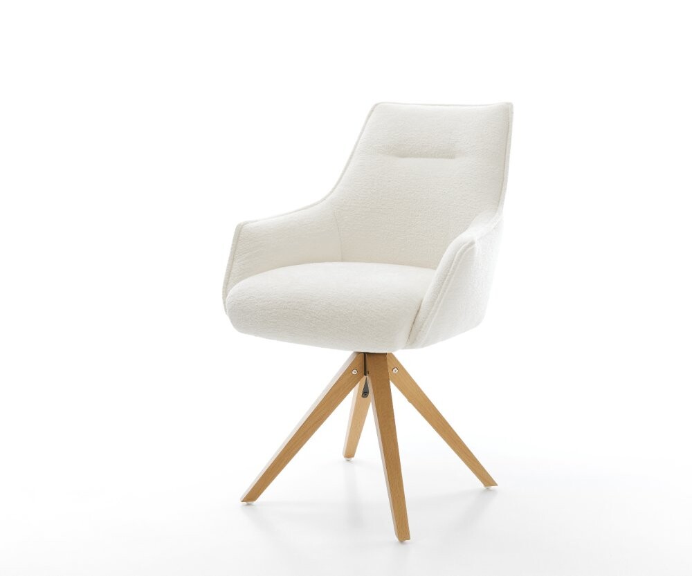 Jídelní židle Alja-Flex s područkami bouclé měkký béžová dřevěná