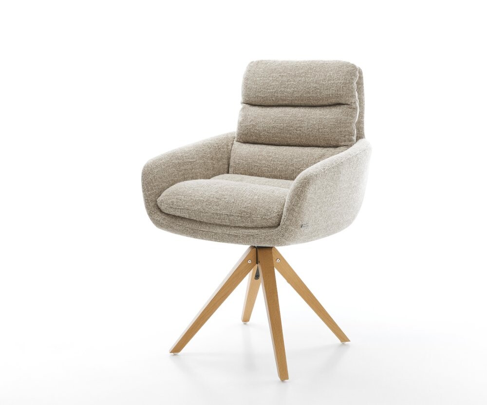 Jídelní židle Abelia-Flex s područkami látka Měkký béžová dřevěná