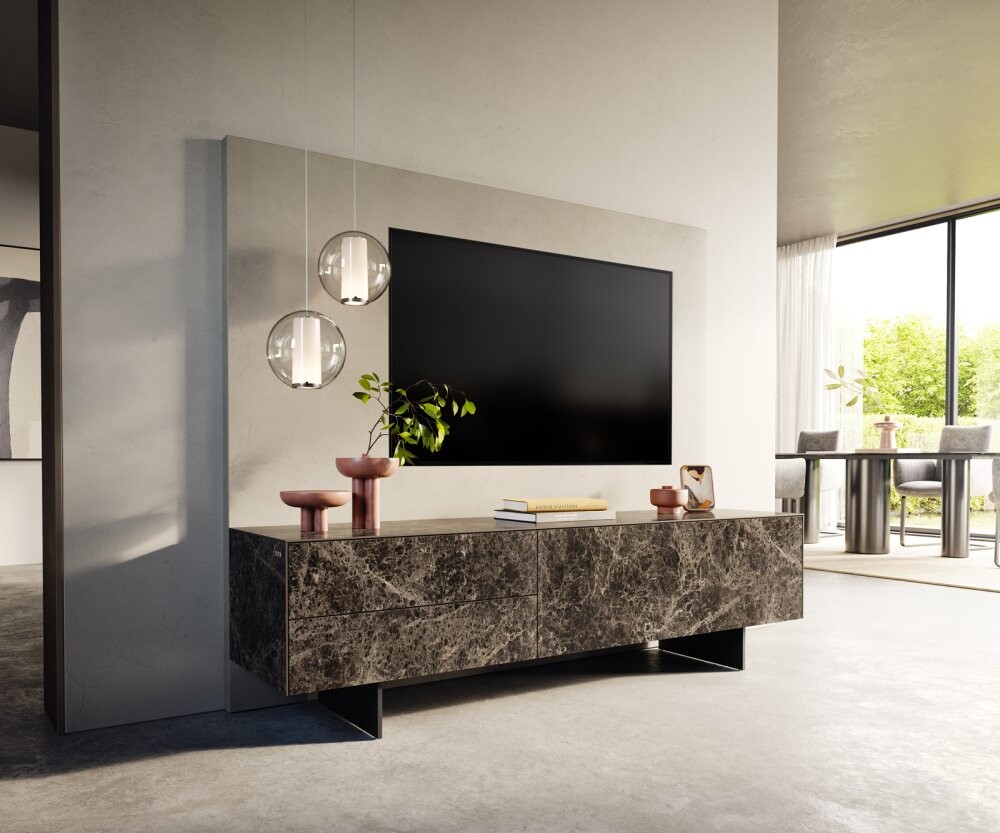 TV stolek Cuor 180 cm keramika Emperador Extra Lucidato tmavě hnědá 1