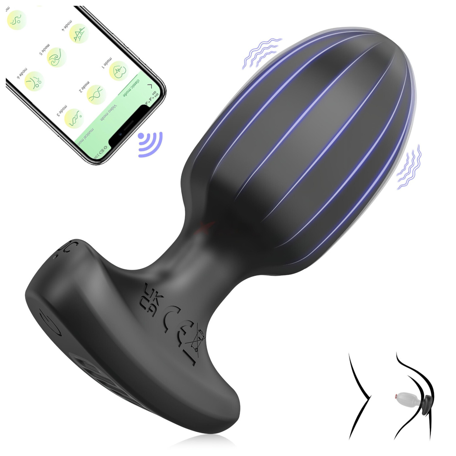 AlvUp - chytrý anální vibrátor (černý)