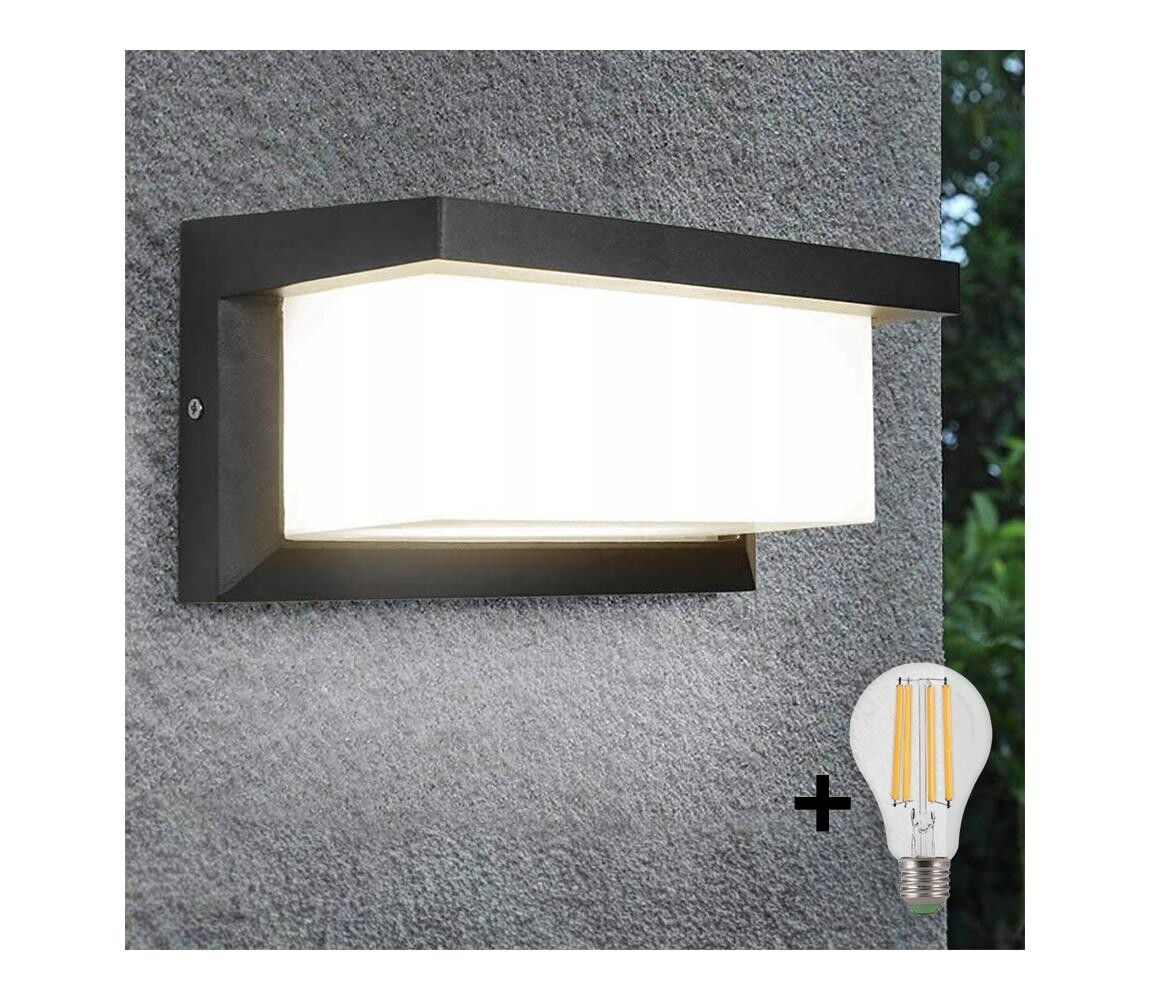 LED Venkovní nástěnné svítidlo NEELY 1xE27/9W/230V 3000K IP54 antracit BW0296+BG0287