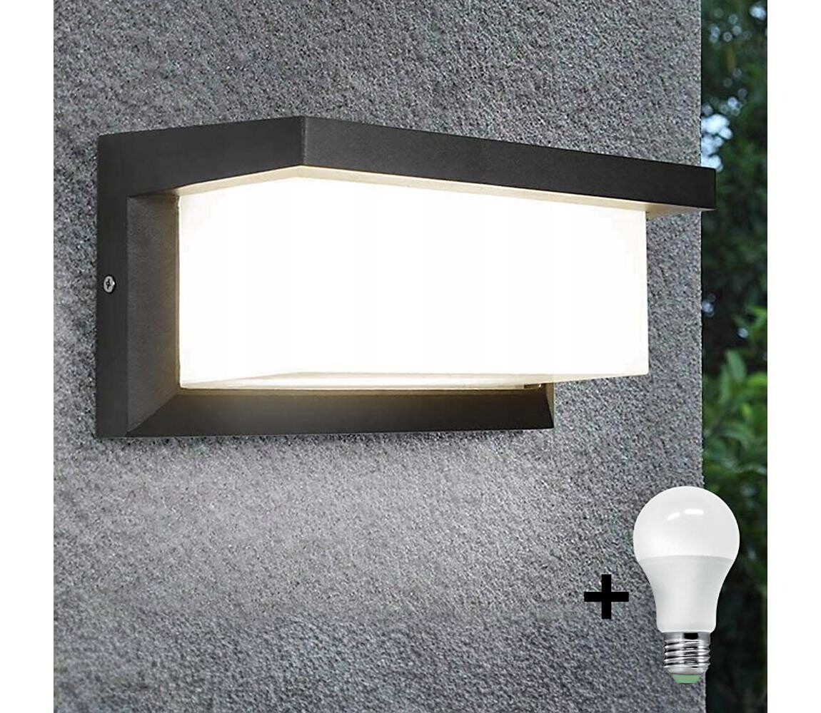 LED Venkovní svítidlo s žárovkou se senzorem soumraku NEELY 1xE27/9W/230V IP54 BG0715+BW0296