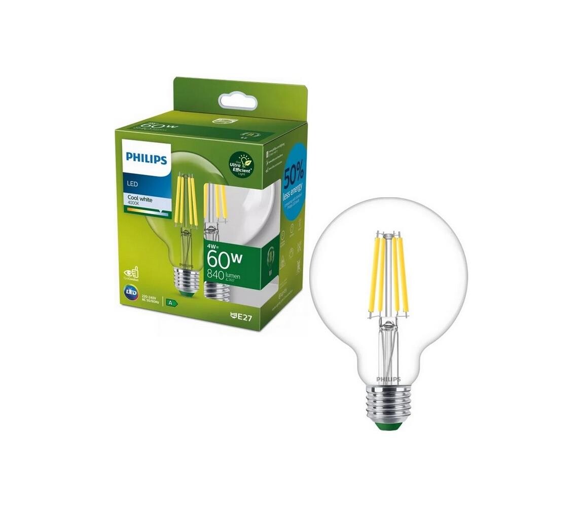 LED Žárovka ULTRAEFFICIENT VINTAGE Philips G95 E27/4W/230V 4000K 8720169202726