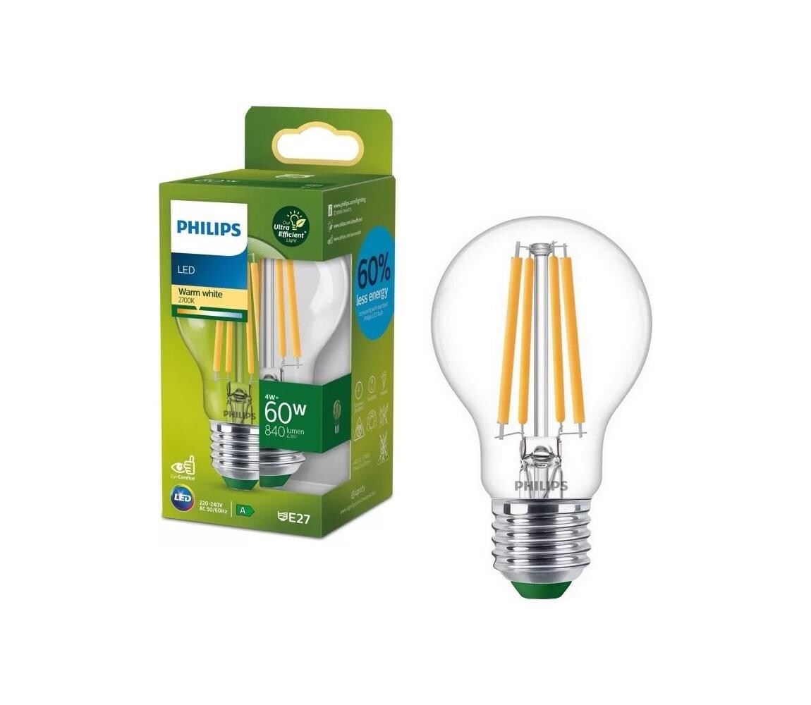 LED Žárovka ULTRAEFFICIENT VINTAGE Philips A60 E27/4W/230V 2700K 8720169187658
