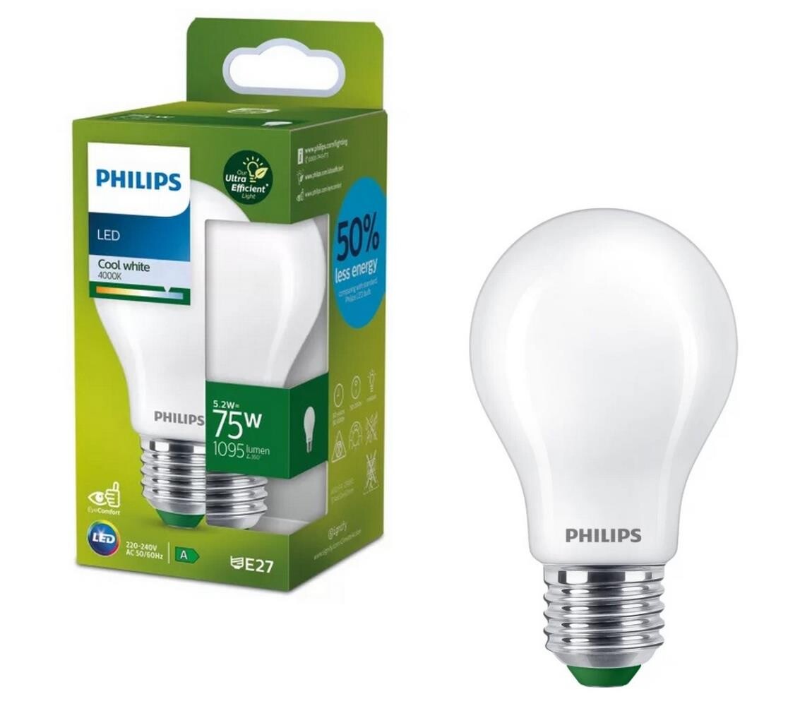 LED Žárovka ULTRAEFFICIENT Philips A60 E27/5,2W/230V 4000K 8720169187931