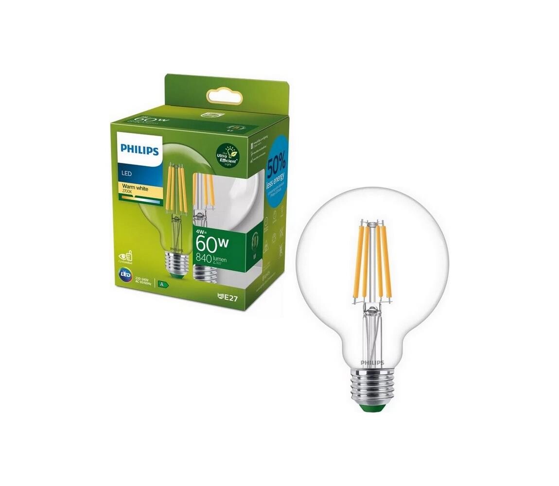LED Žárovka ULTRAEFFICIENT VINTAGE Philips G95 E27/4W/230V 2700K 8720169202702