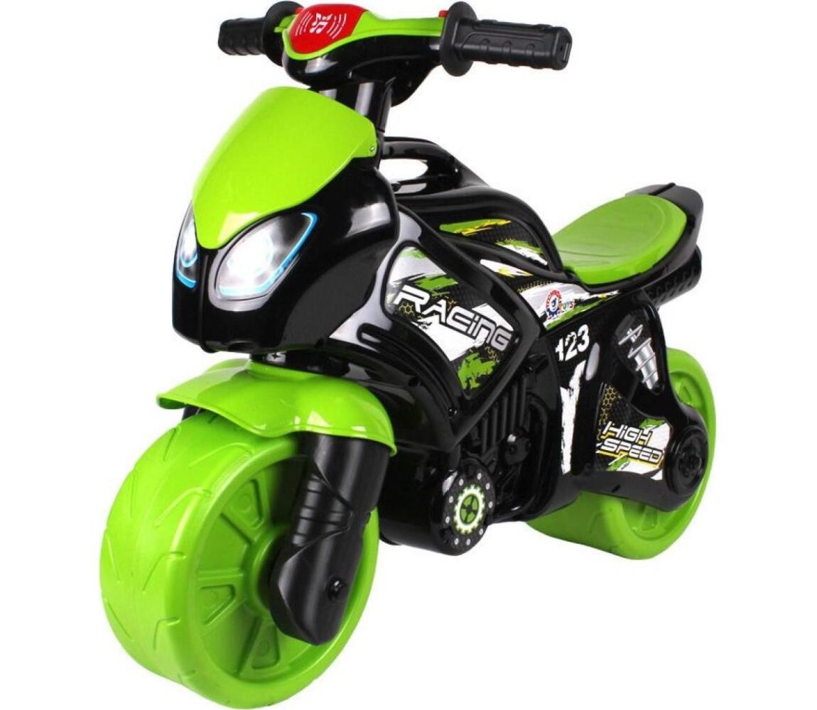 Teddies Odrážedlo motorka se světlem zelená/černá 00880075